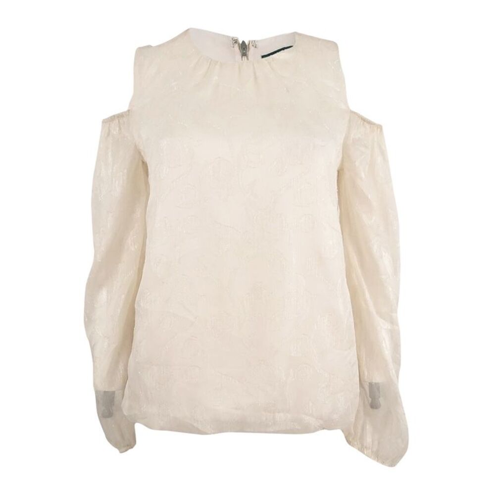 Ralph Lauren Women's Floral-Burnout Cold-Shoulder Top - Winter Cream